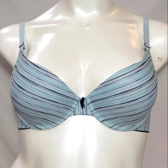 36D Maidenform 7959 One Fabulous Fit Demi UW Bra  Blue Stripe - Picture 1 of 3